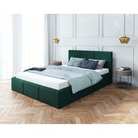 Polsterbett nesia 180x200 cm mit Kopfteil und Bettkasten T-Grün - Furnix von FURNIX