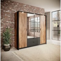 Furnix - SchrankMELTON Kleiderschrank mit Spiegel ohne led Anthrazit Kastanie von FURNIX