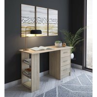 Schreibtisch Mankota Arbeitsplatz PC-Tisch mit 3 Schubladen Sonoma Eiche - Furnix von FURNIX