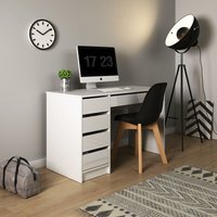 Furnix - Schreibtisch debby mit Schubladen für Arbeits- o. Jugendzimmer Weiß-glanz von FURNIX