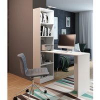 Schreibtisch matheos B-1 Tisch mit Bücherregal Expressversand Weiß Matt - Furnix von FURNIX