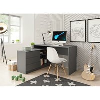 Furnix - Schreibtisch tenny mit Kommode (3 Schubladen & 2 Ablagen) Grauer Graphit von FURNIX
