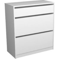 Furnix - Schuhschrank faroma D011 mit 3 Fächern B74 x H85 x T35 Weiß von FURNIX