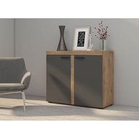 Furnix - Sideboard Alvor Anrichte Kommode mit 2 Türen 97,2 cm Eiche Lefkas/Graphit von FURNIX
