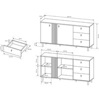 Furnix - Sideboard madici mit 3 Schubladen und 2 Türen Artisan Eiche-Antracyt von FURNIX