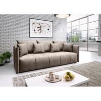 Sofa asvil 3-Sitzer Schlafsofa Couch mit Schlaffunktion Bettkasten MH09 Hellbraun - Furnix von FURNIX