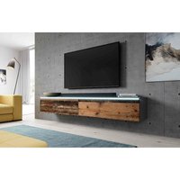 Furnix - TV-Kommode Bargo 160 cm Lowboard ohne led Anthrazit-old style wood von FURNIX