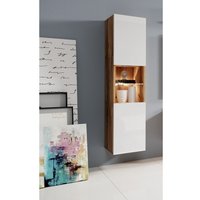 Furnix - Vitrine Kaminschrank Schrank mit led Hängeschrank alyx Wotan Weiß Glanz von FURNIX