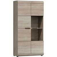 Furnix - Vitrine lirya C80 Vitrienenschrank teilverglast Eiche Sonoma led von FURNIX