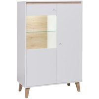 Furnix - Vitrinenschrank dunvos wit 90 led niedrige Vitrine Glastüren Weiß/San Remo Furnix - Vitrinenschrank dunvos wit 90 led niedrige Vitrine Glastüren Weiß/San Remo von FURNIX