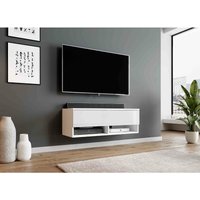 Furnix - tv Lowboard alyx Fernsehschrank Schrank 100 cm Weiß matt - Glänzend Weiß von FURNIX