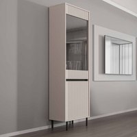 Glasvitrine Kersi Hochvitrine mit fünf Regale und Metallbeine Beige - Furnix von FURNIX