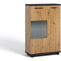 Furnix - Glasvitrine inelo wit 90 Vitrine mit teilverglaster Schwarz Mat/Artisan von FURNIX