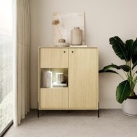 Heighboard scandinawa Vitrine mit Glastüren Scandi Eiche/ Fischgrät - Furnix von FURNIX