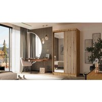 Kleiderschrank Lillienne 120 Schrank Schiebetüren & Spiegel Artisan Lamellen Weiß - Furnix Kleiderschrank Lillienne 120 Schrank Schiebetüren & Spiegel Artisan Lamellen Weiß - Furnix von FURNIX