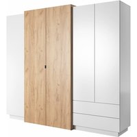Furnix - Kleiderschrank glanci Schrank weiß Goldene Craift Eiche von FURNIX
