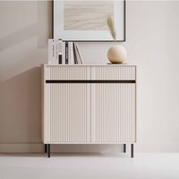 Kommode Kersi 822 Sideboard mit zwei Türen und Schubladen Beige - Furnix von FURNIX