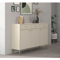 Kommode Tonkin 827 Sideboard mit drei Türen & drei Schubladen Metallbeine Beige - Furnix Kommode Tonkin 827 Sideboard mit drei Türen & drei Schubladen Metallbeine Beige - Furnix von FURNIX