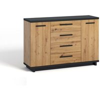 Kommode inelo K2D4SZ Sideboard mit Schubladen Türen Schwarz Mat/Artisan - Furnix Kommode inelo K2D4SZ Sideboard mit Schubladen Türen Schwarz Mat/Artisan - Furnix von FURNIX
