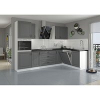 Küchenmöbel-Set Eckküche Ariatte 285 cm mit Hängeschränken Dunkelgrau Weiß - Furnix Küchenmöbel-Set Eckküche Ariatte 285 cm mit Hängeschränken Dunkelgrau Weiß - Furnix von FURNIX