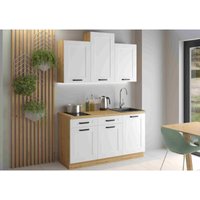 Küchenmöbel-Set Isladora 150 Küchenzeile mit Hängeschränken Weiß Artisan - Furnix Küchenmöbel-Set Isladora 150 Küchenzeile mit Hängeschränken Weiß Artisan - Furnix von FURNIX