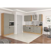 Küchenmöbel-Set Küchenzeile Ariatte 230x120 cm mit Hängeschränken Hellgrau Artisan - Furnix von FURNIX