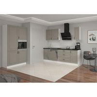 Küchenmöbel-Set Küchenzeile Ariatte 230x120 cm mit Hängeschränken Hellgrau Weiß - Furnix von FURNIX