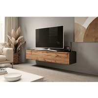 Furnix - Lowboard zibo 160 Lamellenfront TV-Hängeschrank Schwarz/Wotan Lamellen Furnix - Lowboard zibo 160 Lamellenfront TV-Hängeschrank Schwarz/Wotan Lamellen von FURNIX