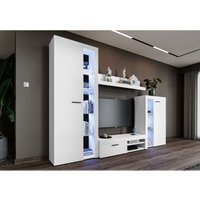 Mediawand rivay Wohnwand TV-Lowboard Highboard Vitrine 4-tlg 270 cm Weiß - Furnix Mediawand rivay Wohnwand TV-Lowboard Highboard Vitrine 4-tlg 270 cm Weiß - Furnix von FURNIX