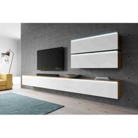 Möbelwand bargo v mit led: 3x TV-Schrank 2x Regale Weiß wotan glänzend - Furnix Möbelwand bargo v mit led: 3x TV-Schrank 2x Regale Weiß wotan glänzend - Furnix von FURNIX