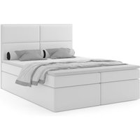 Polsterbett Öko Leder nutan 160 mit Polster-Kopfteil Betttopper bc Weiß - Furnix von FURNIX