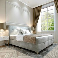 Polsterbett tolie 200x200 mit Bettkasten und Topper VLT83 Grau - Furnix von FURNIX