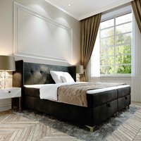 Polsterbett tolie 200x200 mit Bettkasten und Topper VLT99 Schwarz - Furnix von FURNIX