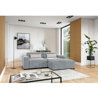 Polstercouch in L-Form rolia Ecksofa mit Kissen EM9-1 Hellgrau - Furnix von FURNIX