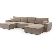 Polstersofa in U-Form mangussi u Schlaffunktion Bettkasten PSO2 Hellbraun - Furnix von FURNIX