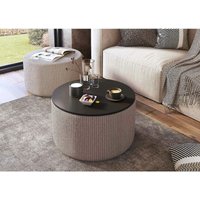 Furnix - Pouffe-Couchtisch leylie runder moderner Kaffeetisch Schwarz/LN86 Grau von FURNIX