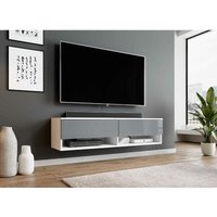 Furnix - sale Aktion tv Schrank alyx Lowboard 140 cm ohne led Weiß matt/9 Grau Expressversand - Weiß von FURNIX