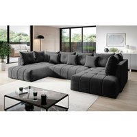 Schlafsofa calvani xxl Polstercouch in U-Form Bettkasten und Kissen EN24 - Grau - Furnix von FURNIX