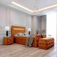 Set Boxspringbett Hocker Nachttisch Lizza 120x200 MV2213 Orange - Furnix von FURNIX