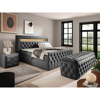 Set Boxspringbett Hocker Nachttisch Lizza 180x200 EV70821 Graphit - Furnix von FURNIX