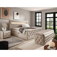 Set Boxspringbett Hocker Nachttisch Lizza 180x200 EV70886 Beige - Furnix Set Boxspringbett Hocker Nachttisch Lizza 180x200 EV70886 Beige - Furnix von FURNIX
