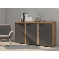 Sideboard Alvor 3 Türen Anrichte Kommode 149 cm 3F Eiche Graphit - Furnix von FURNIX