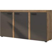 Sideboard Marcuss 3 Türen Anrichte Kommode 149 cm 3F Eiche Graphit - Furnix von FURNIX