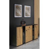 Sideboard Melides Schublade 3-türig Anrichte Glastüren140 cm Matera Artisan - Furnix von FURNIX