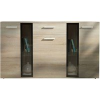 Sideboard Silentes mit Schublade, Glasttüren 3-türig Anrichte 140 cm Sonoma - Furnix von FURNIX