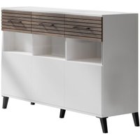 Sideboard carlen 5 Wohnzimmerkommode mit Flügeltüren Weiß-Flagstaff Eiche - Furnix von FURNIX