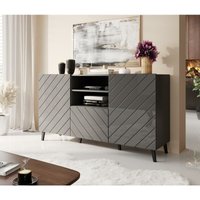 Sideboard odelia Kommode mit Ziertüren und Schublade Graphit Glanz - Furnix von FURNIX