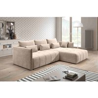 Sofa Aliicia Couch ausziehbar mit Bettkasten und Kissen Schlafsofa mh 02 Beige - Furnix von FURNIX