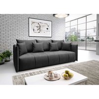 Sofa asvil 3-Sitzer Schlafsofa Couch mit Schlaffunktion Bettkasten EN25 Dunkelgrau - Furnix von FURNIX