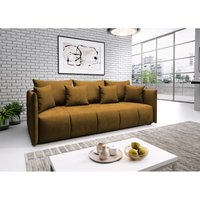 Sofa asvil 3-Sitzer Schlafsofa Couch mit Schlaffunktion Bettkasten MH48 Ocker - Furnix von FURNIX